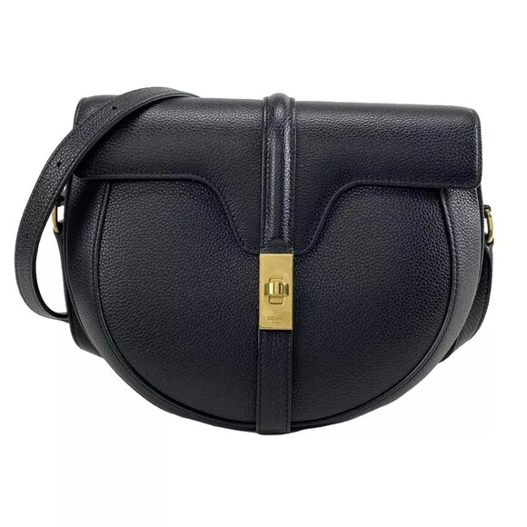 Celine Handbags - 100% Authentic CELINE Buzas 16 (Sez) Black Grained Calfskin Shoulder Bag